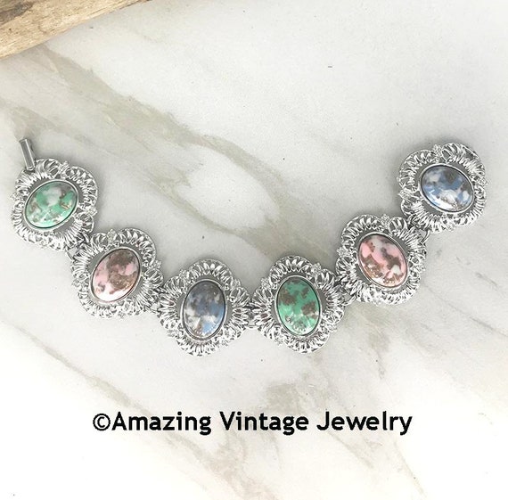 Sarah Coventry PARTYTIME Bracelet 1974 * Sarah Coventry Bracelet * Vintage Sarah Coventry * Sarah Coventry Pastel Bracelet * Pastel Colors