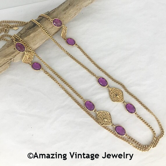 Sarah Coventry LAVENDER & LACE Necklace from 1976… - image 1
