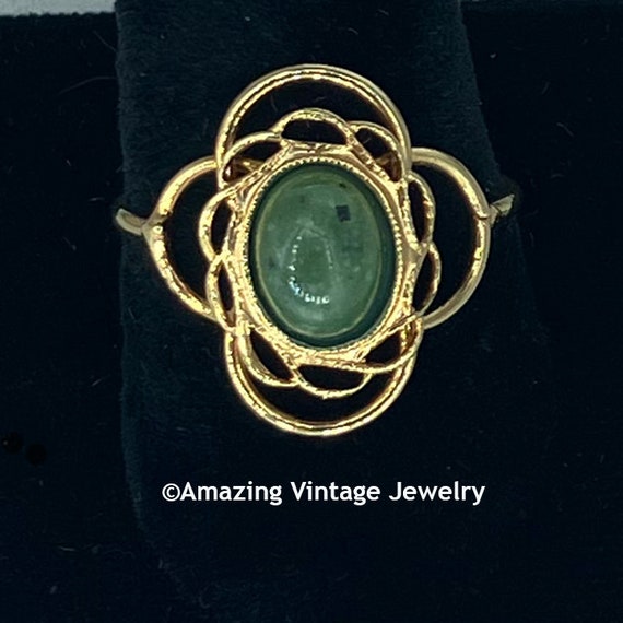 Vintage Faux Jade Cocktail Ring * Size 8 Jade Ring