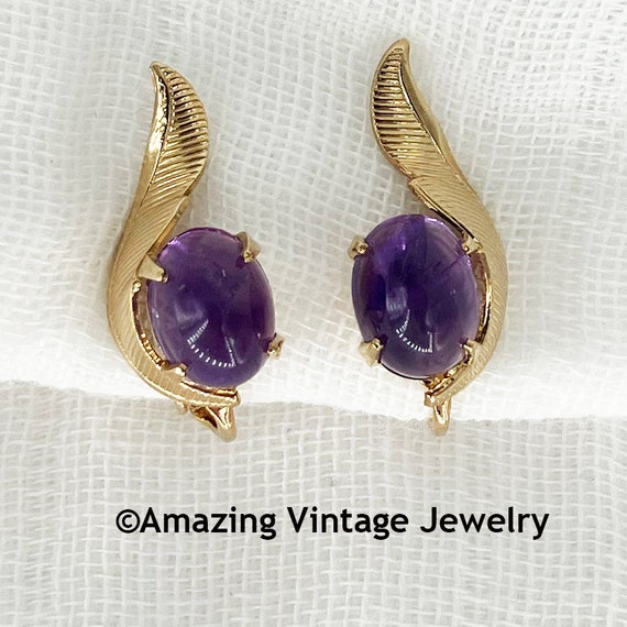 Sarah Coventry AMETHYST OVAL Earrings from 1972 *… - image 1