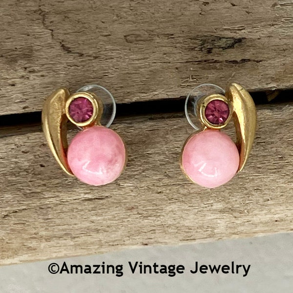 Sarah Coventry ANGEL Earrings from 1980 * Vintage Sarah Coventry Earrings  * Sarah Coventry Pink Earrings * Vintage Pink Pierced Earrings