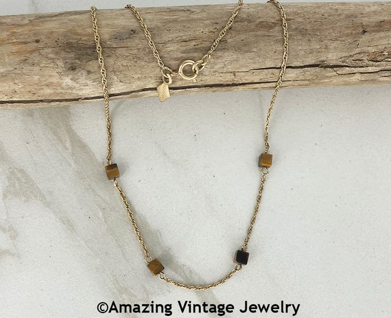 Sarah Coventry GENUINE TIGER EYE Necklace from 19… - image 1