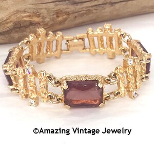 Sarah Coventry TWILIGHT Bracelet from 1973 * Purple and Gold Bracelet * Vintage Sarah Coventry Gold and Purple Bracelet *
