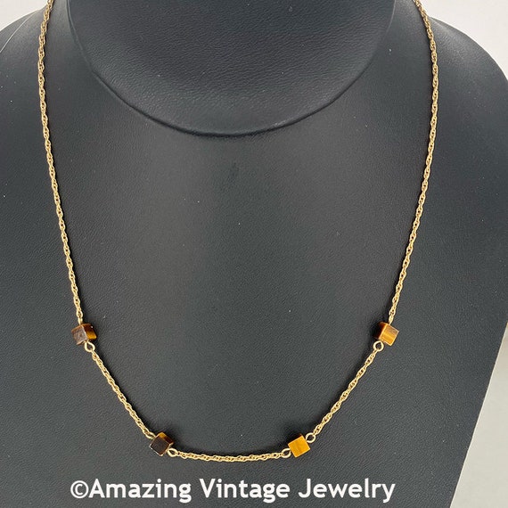 Sarah Coventry GENUINE TIGER EYE Necklace from 19… - image 4