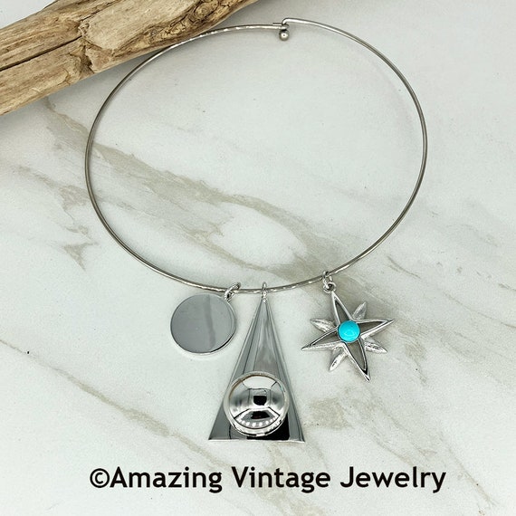 Sarah Coventry ROCK TRIO Necklace from 1971 * Sarah Coventry Wire Necklace * Vintage Sarah Coventry Necklace * Interchangeable Pendants