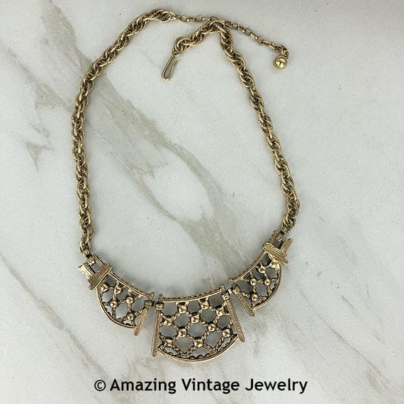Sarah Coventry ANTIQUE LACE Necklace from 1956 * Antique Gold Sarah Coventry Necklace * Old Sarah Coventry Necklace Unmarked Sarah Coventry