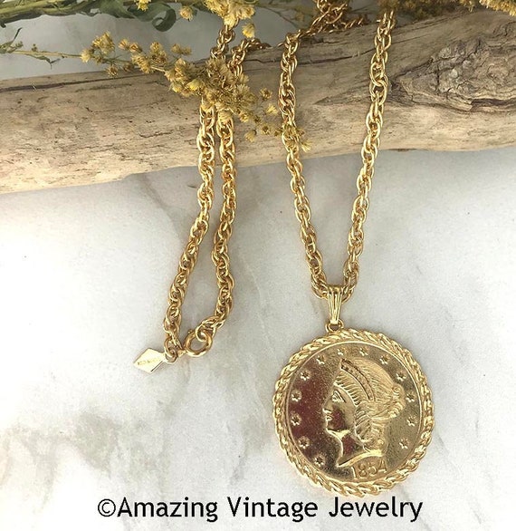 Sarah Coventry GOLDEN COIN Necklace * 1975 Vintage