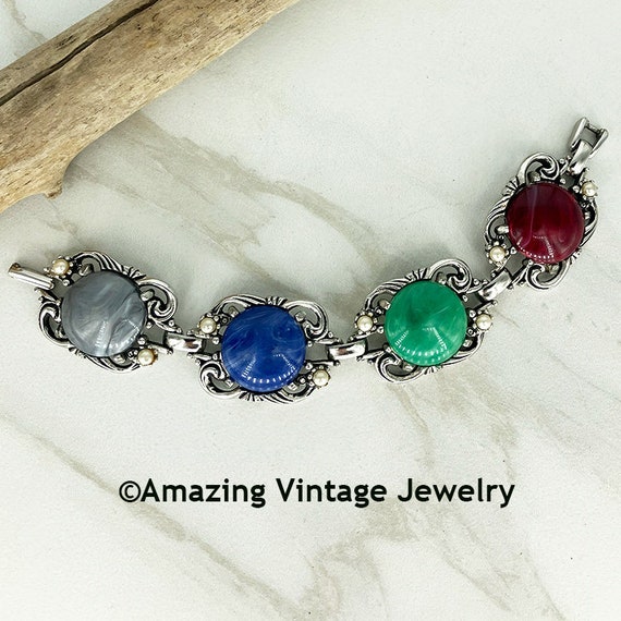 Sarah Coventry FIESTA Bracelet from 1957 * Vintage Sarah Coventry Bracelet * Sarah Coventry Colorful Bracelet  Sarah Coventry Pearl Bracelet