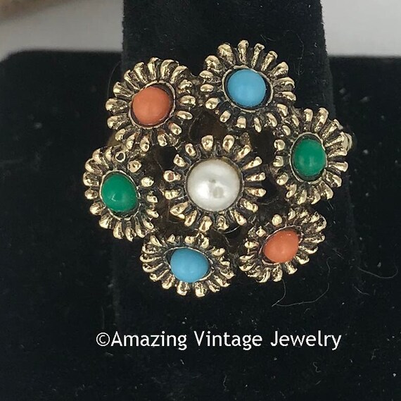 Sarah Coventry ANTIQUE BOUQUET Ring from 1972 * S… - image 1