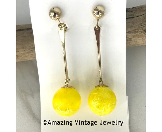 Sarah Coventry A-GO-GO Earrings from 1966 * Gold and Yellow Ball Earrings * Sarah Coventry Yellow Earrings * Vintage Sarah Coventry Earrings