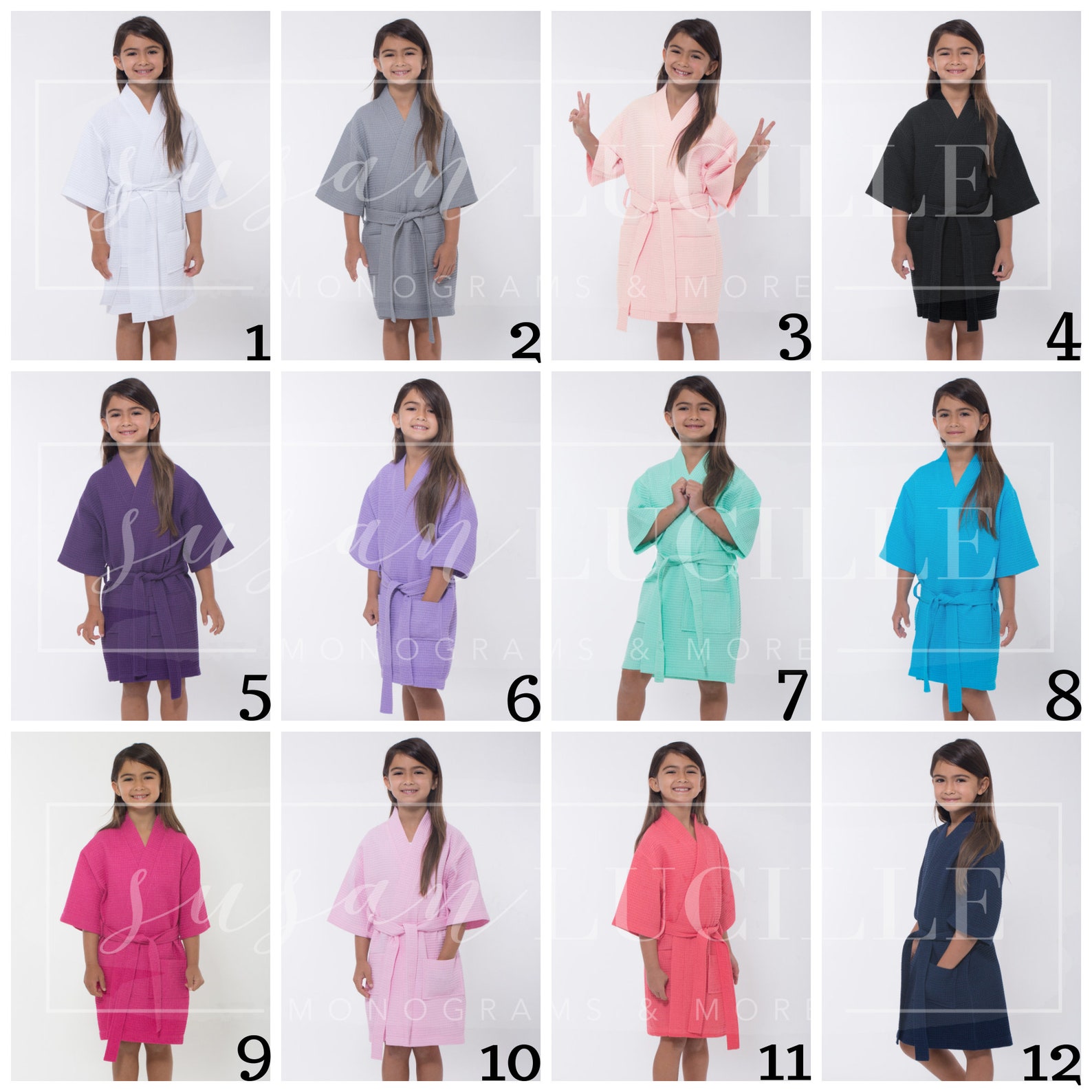 Kid's Monogramed Waffle Robe, Flower Girl Gift, Junior Bridesmaid ...