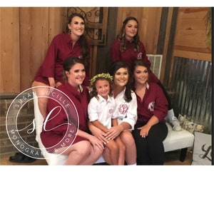 Bridesmaid Button Down Shirt Bride Oxford Getting Ready Gift Oversized Monogram Button Up Shirt