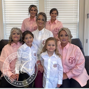 Bridesmaid Button Down Shirt Bride Oxford Getting Ready Gift Oversized Monogram Button Up Shirt