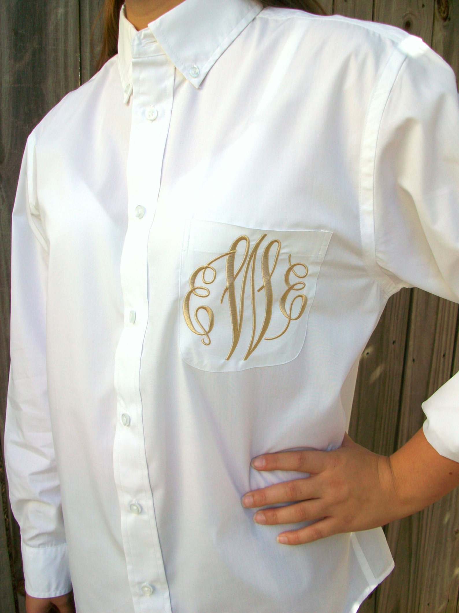 Monogrammed Button Down Shirt Bride or Bridesmaid Wedding Etsy