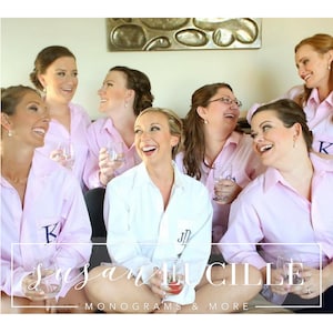 Bridesmaid Button Down Shirt Bride Oxford Getting Ready Gift Oversized Monogram Button Up Shirt