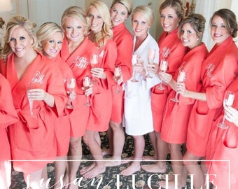 Women's Monogrammed Waffle Robe, 14 colors to choose from, personalized spa wedding party, bridesmaid robe, bride robe