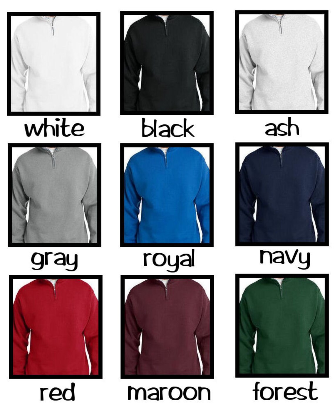 Monogrammed Quarter Zip Sweatshirt 9 Colors to Choose From Etsy