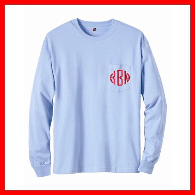 Monogrammed pocket T shirt Long Sleeved 11 colors to choose | Etsy