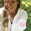 Bridesmaid Button Down Shirt Bride Oxford Getting Ready Gift Oversized Monogram Button Up Shirt