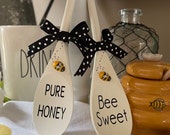 Mini 6 quot Pure Honey. Bee Sweet Wooden Spoon With Bee Accent For Bee Theme Tiered Trays, Tiered Tray Signs, Tray Decor More