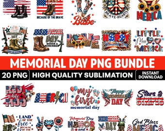 Patriotic Memorial Day PNG Bundle, 4th of July Sublimation Designs, USA Clipart (Digital Download)