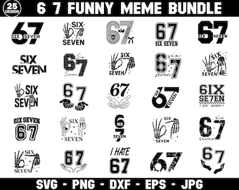 6 7 Meme Funny Hands SVG Bundle, Cricut Silhouette (download digitale)