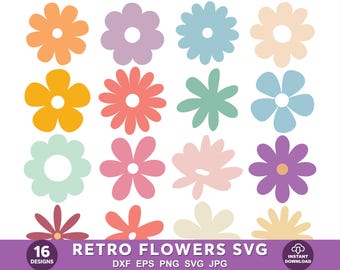 Boho Blumen SVG Bundle: Daisy Clipart, Cricut Schnitt Dateien (Instant Download)
