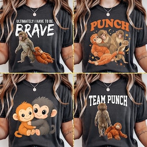 Lustiger Monkey Punch PNG Bundle, Team Punch Shirt Grafik (Digitaler Download)