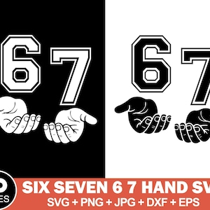 Sex sju händer meme SVG, rolig viral design (digital nedladdning)