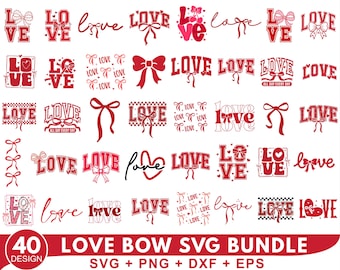 Valentine Love Bow SVG Bundle, Girly Bow Design (Digital Files)