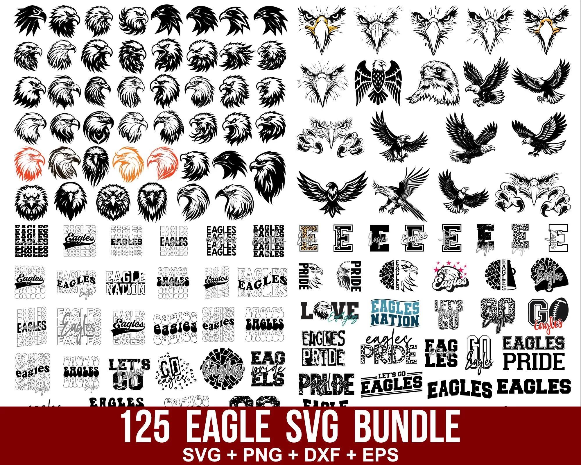 Eagle SVG Mega Bundle, 125 Eagle Clipart Designs for Cricut, Cricut ...