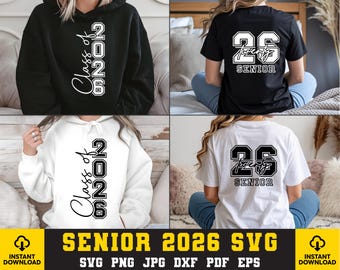 Senior 2026 SVG Bundle: Graduation Shirt Design (Digital Download)