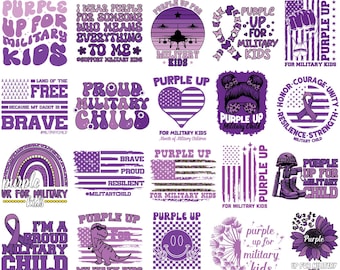 Purple Up Military Child SVG Bundle, Month of Military Shirt Design, Army Kid PNG