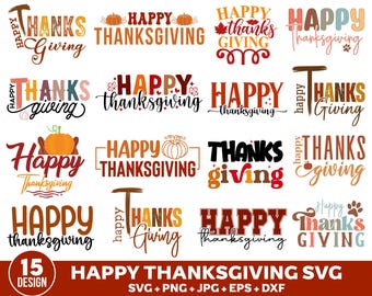 Happy Thanksgiving SVG Bundle, Turkey Pumpkin Cut Files (Digital Download)