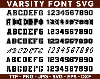 Varsity Letter Font SVG: Sportalphabet, Universitätsstil (Digitaler Download)