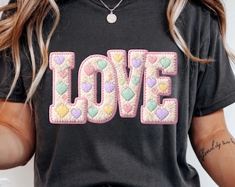 LOVE Faux Yarn Tufted Design, Pastel Heart Letters (Digital Download)