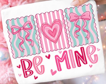 Be Mine PNG, Valentine Heart, Coquette Bow Clipart (Digital Download)