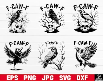 Funny Gothic Raven F-Caw-F Clipart (svg, png, jpg, eps, dxf)
