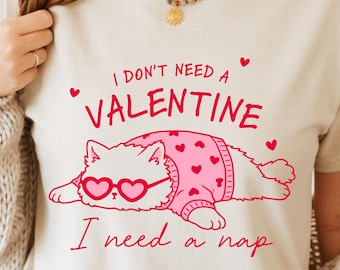 Funny Cat Valentine Design, Kawaii Nap Quote (Digital Download)