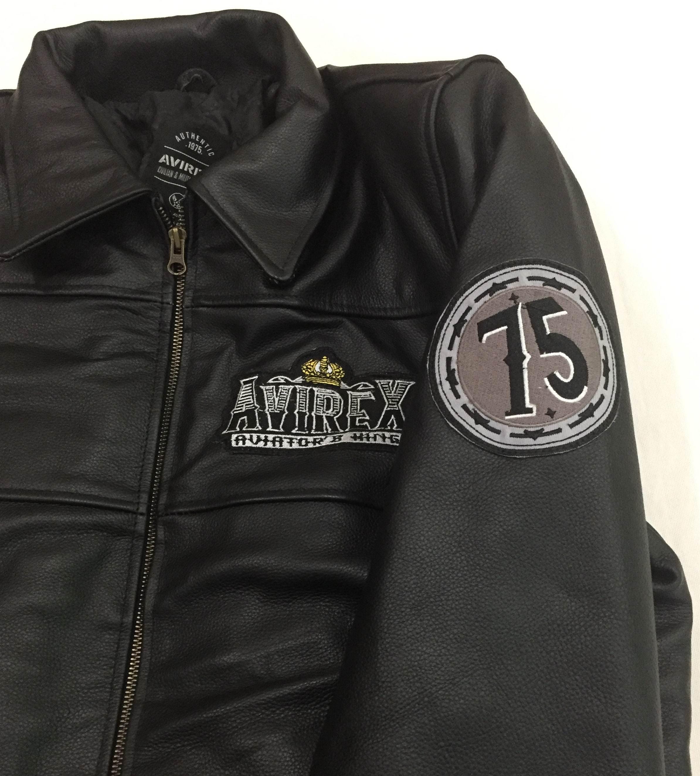 Vintage Avirex Leather Bomber Jacket: 75 Kings Aviator Flight Coat