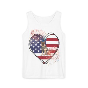 Patriotic German Shepherd Heart Tank Top: 4th of July Dog Lover Shirt
