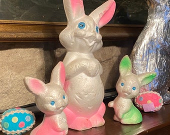 Vintage Styrofoam Rabbit Set of 3 Bunnies