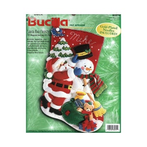 Plaid Bucilla Stocking Kit "Santa and Frosty" 18 inch Felt Stocking Kit