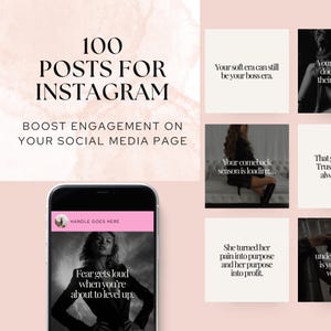 100 Female Empowerment Motivational Quotes | Canva Template Bundle for Instagram | Editable Social Media Graphics | Digital Download