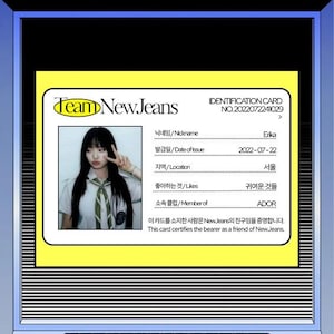 Tarjeta de identificación del equipo NewJeans: edición personalizada para fanáticos