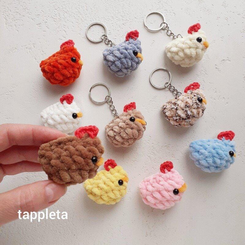 Plush mini chicken keychain, Cute tiny chicken toy, Purse charm handmade, Chicken lover gift, Gift for kids, Girly accessory, Party favors
