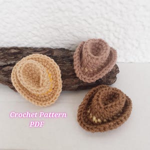modello all'uncinetto per cappello da cowboy, mini cappello da cowboy, mini cappello da cowgirl rosa, piccolo cappello per bambola amigurimi, modello all'uncinetto, bomboniere fai da te per feste da cowboy