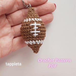 Football keychain crochet pattern, American football amigurumi keychain, Sport fans gift crochet, no sew mini football, Super Bowl favors