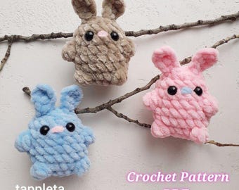 Baby bunny crochet pattern pdf, Plush bunny pocket toy handmade, Amigurumi rabbit keychain, Easter day gift for kids, Plush toys handmade