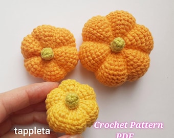 Amigurumi pumpkin 3 sizes crochet pattern, Crochet Halloween decor handmade, Halloween gifts, Mini Small pumpkins, Thanksgiving party favor